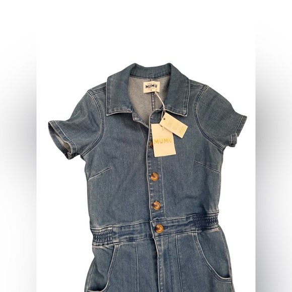 NWT Show Me Your Mumu Emery Denim Jumpsuit French Blue Medium Wash Size Small - Picture 5 of 15